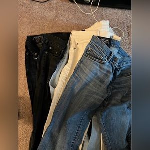 5 pairs of Abercrombie Jeans worn but not abused. Different colors. Size 32x32